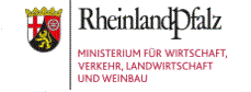 Rheinland-Pfalz-Wappen mit Schriftzug: Ministerium für Wirtschaft, Verkehr, Landwirtschaft und Weinbau
